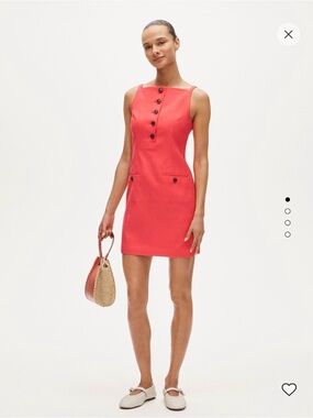 NWT J. Crew Coral-Red Sleeveless Button-Accent Mini Dress
